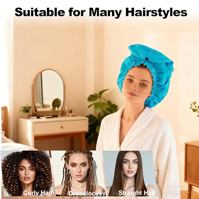ELEBOX Extra Large Shower Cap for Braids/Curly Hair/Dreadlock | Reusable - Image 2