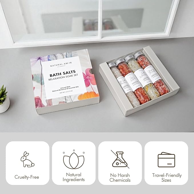 Natural Bath Salt Gift Set – 4-Pack Relaxing Soaks - Image 4
