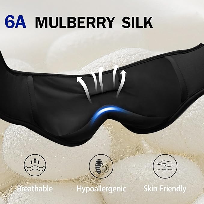 TOPOINT Sleep Mask with Bluetooth Headphones, Breathable Silk Eye Mask - Image 6