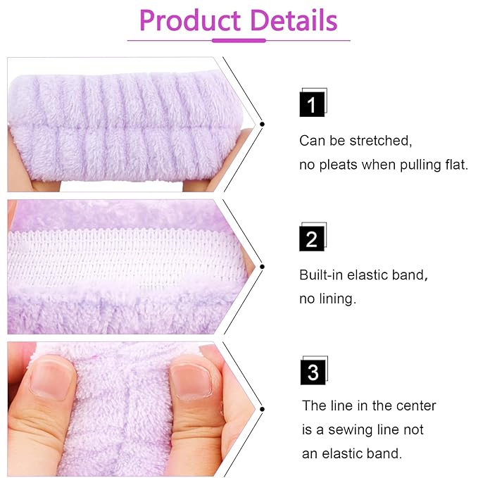 VELSCRUN Spa Headbands for Wash Face, Makeup Headband, Facial Skincare Headbands - Image 6