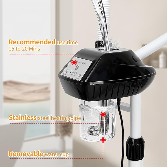 Professional Facial Steamer, 2 in 1 Facial Steamer on Wheels - Image 3