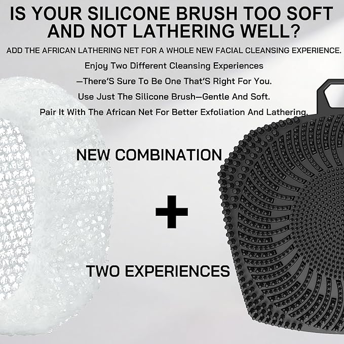 RamPula Face Scrubber & African Net, Silicone Exfoliating Brush - Image 2