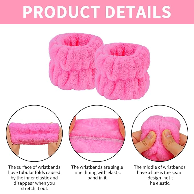 6Pcs Spa Headband and Wrist Washband Set, Skincare Makeup Headband, Sponge Face - Image 7