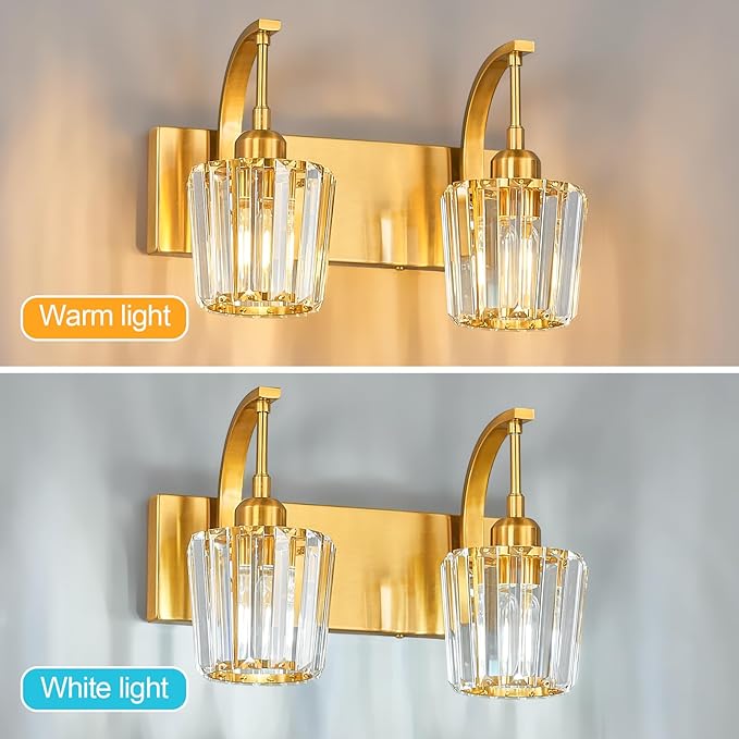Modern Bathroom Vanity Light, 2-Light Gold Wall Sconce - Image 5