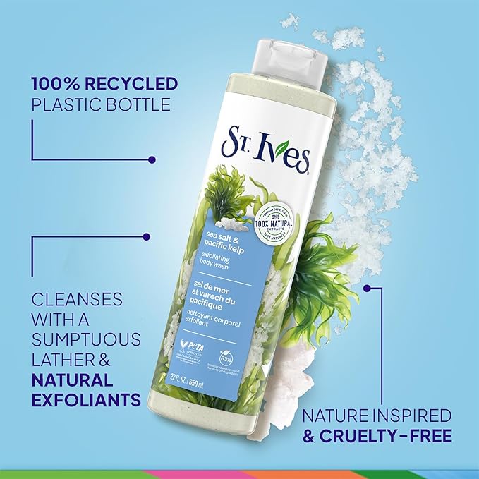 St. Ives Body Wash, Sea Salt & Pacific Kelp Exfoliating Shower Gel 2-Pack - Image 4