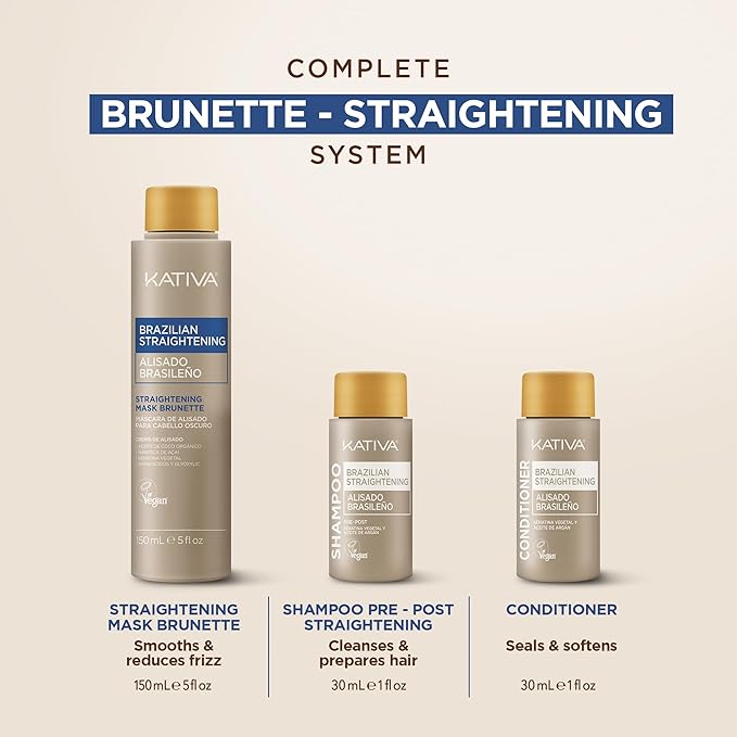 KATIVA Brazilian Keratin Hair Straightening Treatment Brunette, 12 Weeks Smooth - Image 2
