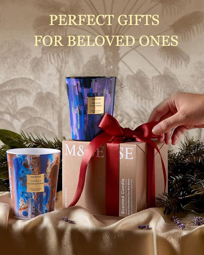 M&SENSE Large Soy Vanilla Sandalwood Scented Candle, 35oz 150 Hours 3-Wick - Image 7