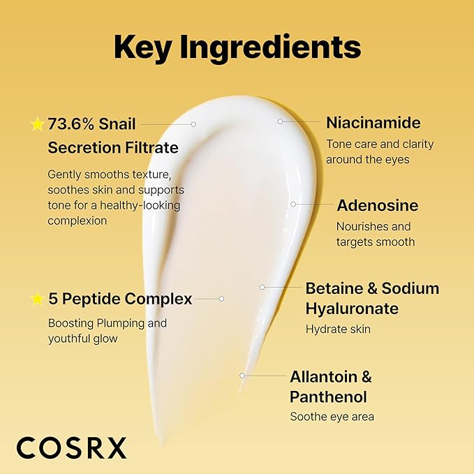 COSRX Snail Mucin Peptide Under Eye Cream, 0.84 fl oz, 73.7% Snail Mucin and - Image 3