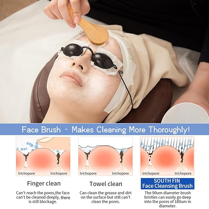 Facial Cleansing Brush, Natural Horsehair Exfoliator Face & Body Brush Wooden - Image 5