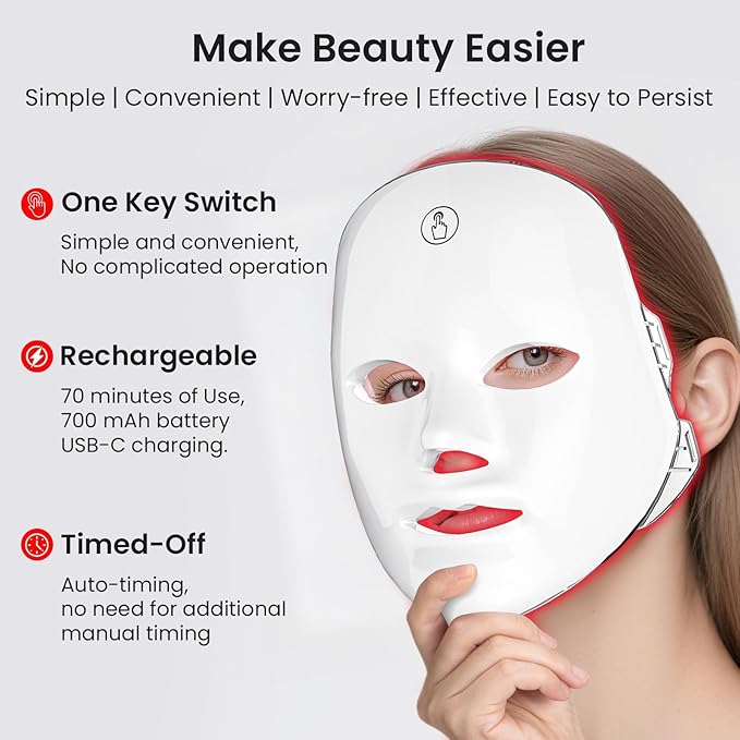 SUERBEATY Red Light Mask For Face, 7-1 Colors Red Light Face Mask, Facial - Image 6