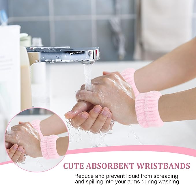 6Pcs Spa Headband and Wrist Washband Set, Skincare Makeup Headband, Sponge Face - Image 8