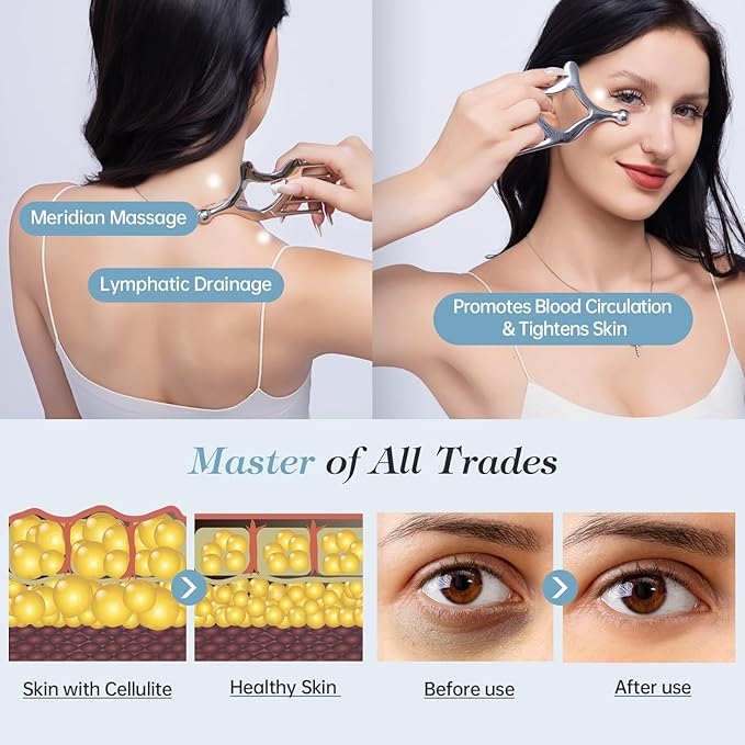 Metal Gua Sha Facial Tools, Portable Scalp Massage Tool, 5 in 1 Massage Comb - Image 6