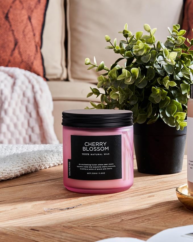 M&SENSE Cherry Blossom Home Scented Candles, 11.6oz Natural Soy Wax, Non-Toxic - Image 8