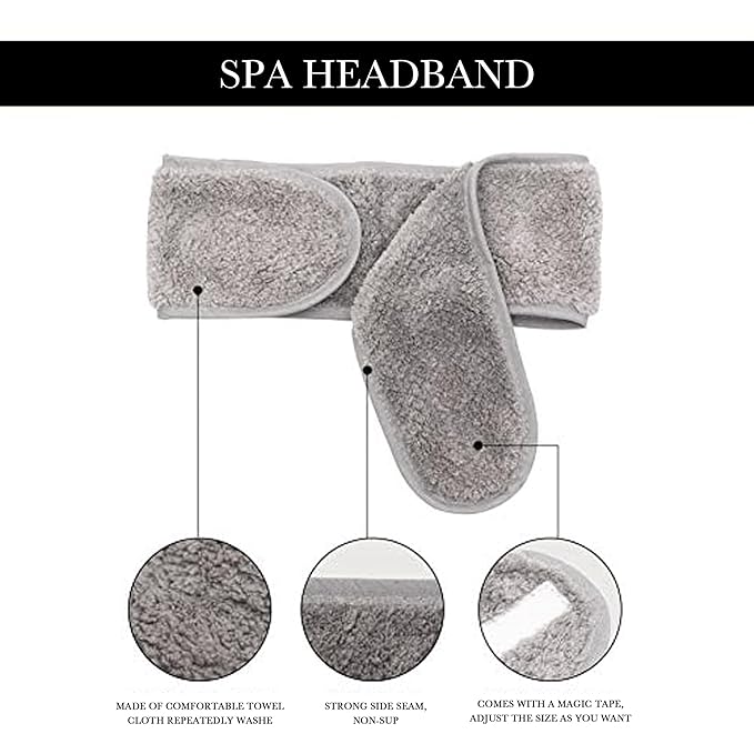 Simnice Spa Facial Headband for Washing Face, Adjustable Facial Headbands - Image 4