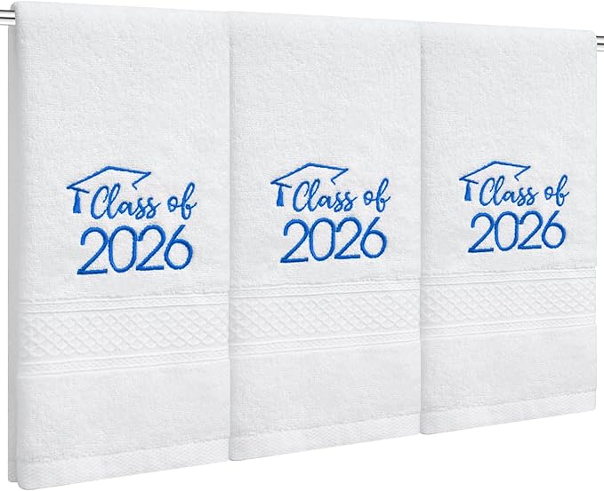MASHAN Class of 2026 Graduation Hand Towels 3 Pack, 100% Cotton Soft Absorbent by MASHAN
