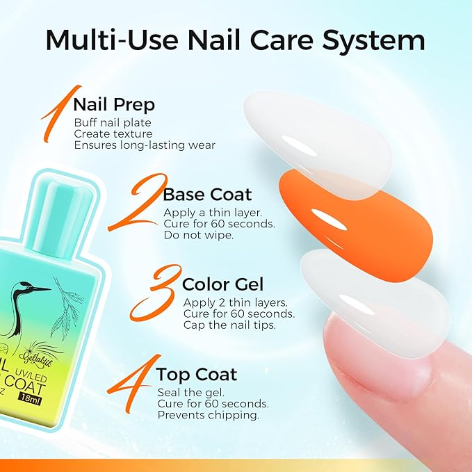 2 Pcs 18ml Gel Base Coat and Pink Glossy Top Coat Set No Wipe Foundation - Image 7