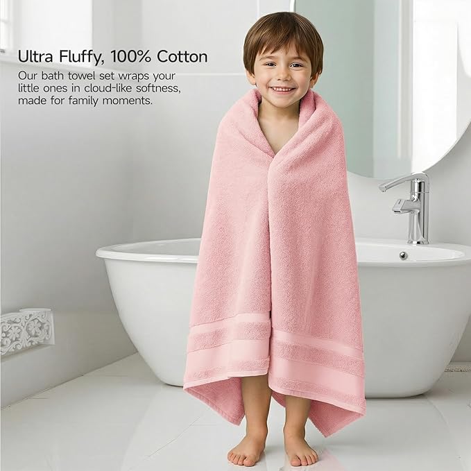 REDKISS 100% Cotton Bath Towels Set of 2, Extra Large Bath Sheets 35 X 70 Inches - Image 6