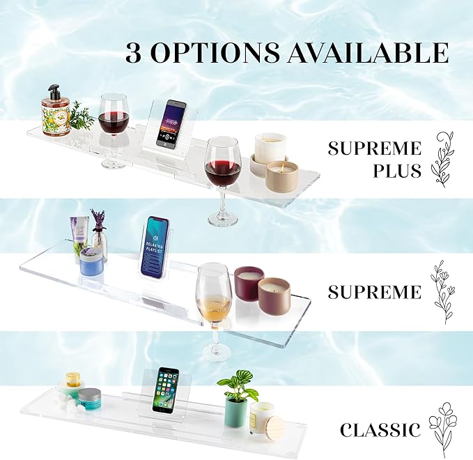 40" Supreme - Clear Acrylic Bathtub Tray Caddy Tub Shelf, Spa Board Luxury - Image 6
