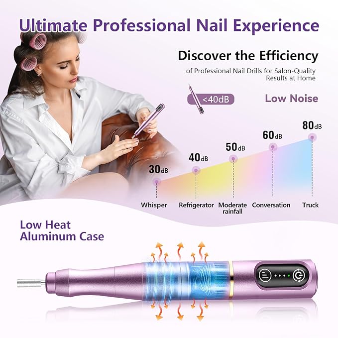 TUOBEO Cordless Nail Drill Electric Nail File Kit, Rechargeable Efile Set - Image 6