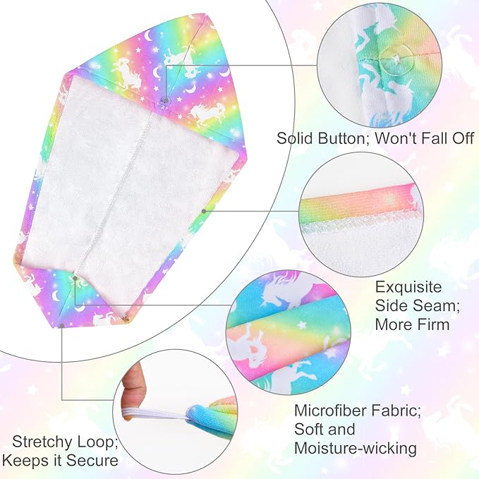 Microfiber Hair Towel Wrap for Kids 2 Pack Quick Drying Hair Towels - Image 4