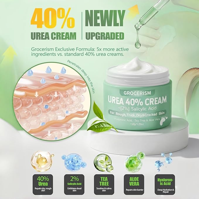 Grocerism 2 Packs Urea Cream 40% Plus 2% Salicylic Acid 5.30 oz || Foot Cream - Image 2