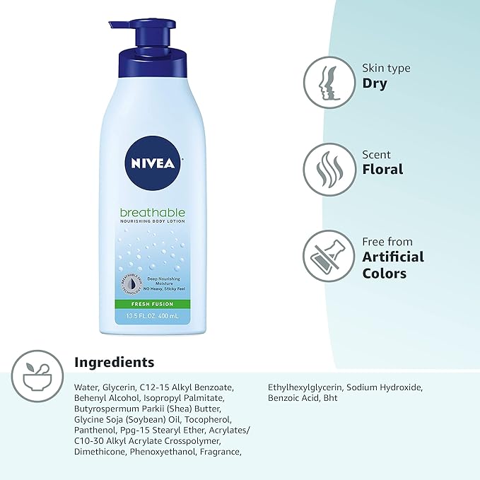 NIVEA Breathable Nourishing Body Lotion Fresh Fusion, Body Lotion - Image 16