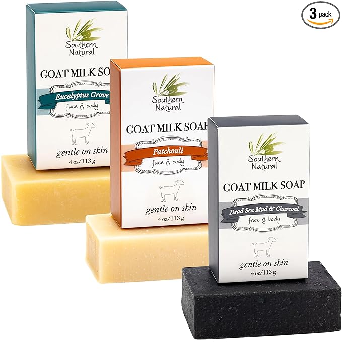 Southern Natural Goat Milk Soap Bar Dead Sea Mud & Charcoal, Eucalyptus Grove by SouthernNatural
