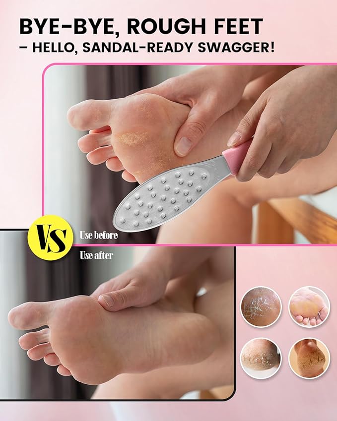 BEZOX Slim Metal Foot File Callus Remover – Double-Sided Foot Scrubber - Image 4