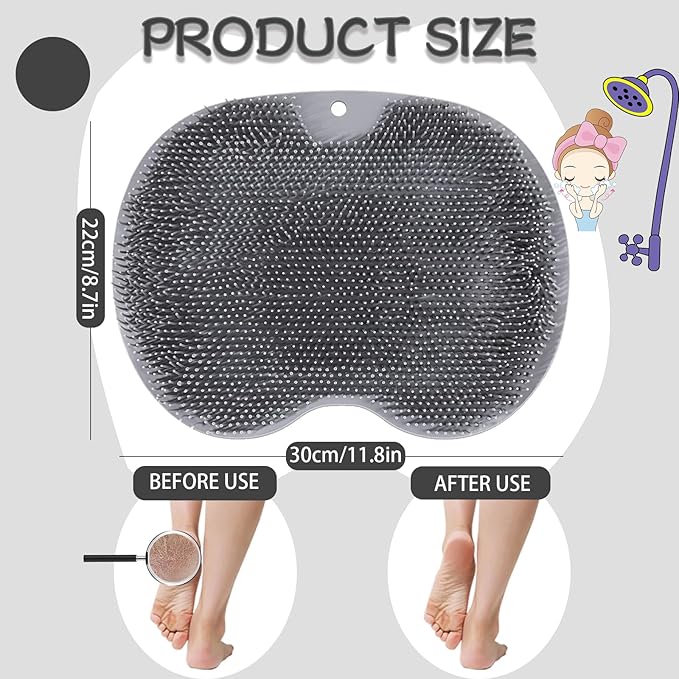 Shower Foot Scrubber, Wall Mounted Bath Massage Pad, Back Scrubber Back - Image 2