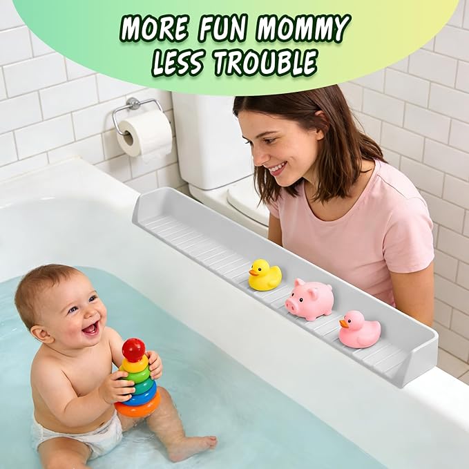 Bathtub splash guard for tub kids& Bath Shelf for Kids – Toddler Bath Tray - Image 4