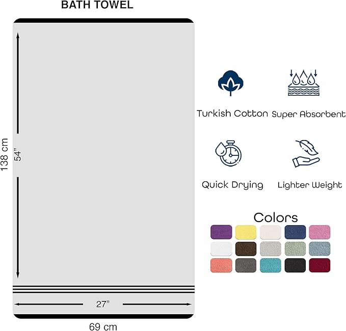 Hawmam Linen White Bath Towels 4 Pack 27 x 54 Inches 100% Turkish Cotton Soft - Image 6
