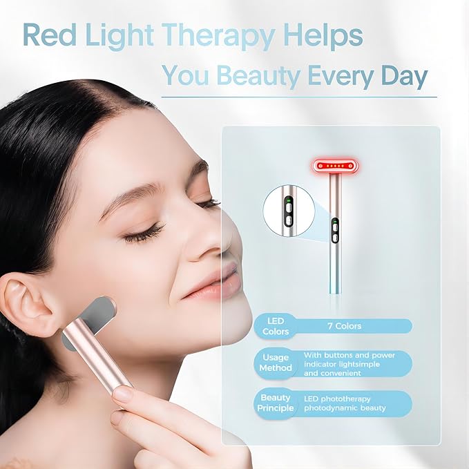 Fxtiaa Led-Face-Wand，7 in 1 LED Light Therapy Facial Red & Blue Rejuvenation - Image 4