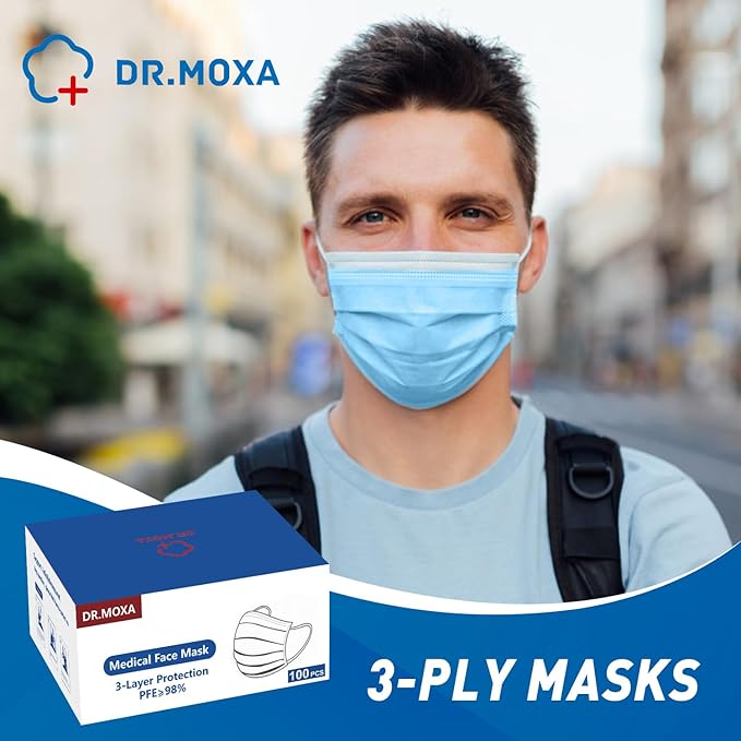 100 Pack Disposable Face Masks ASTM Level 2, Medical Grade 3 Ply Protection - Image 7