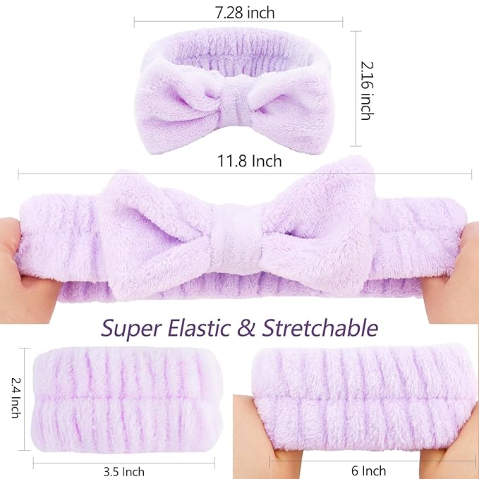 VELSCRUN Spa Headband, Makeup Face Wash Skincare Headbands, Bow Hair Band Party - Image 7