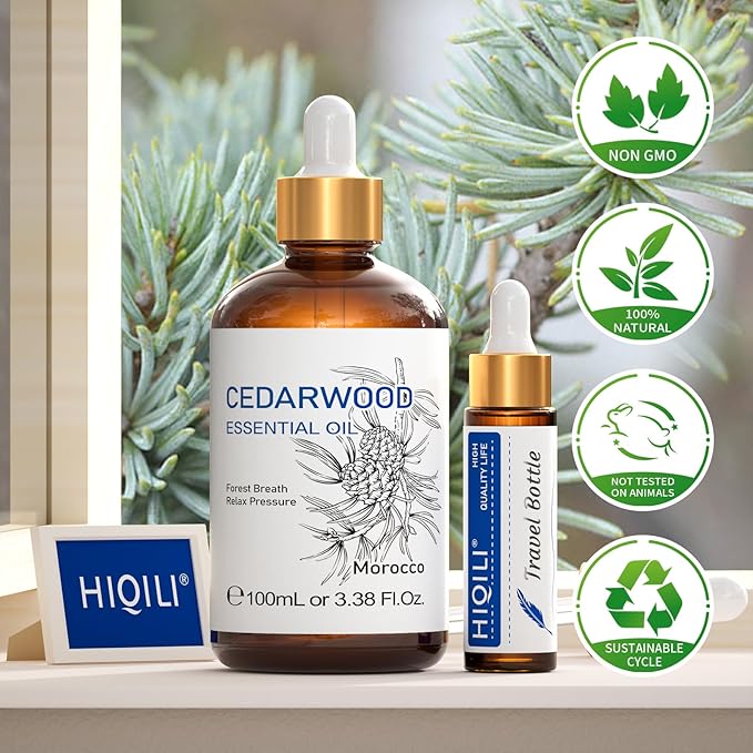 HIQILI Cedarwood Essential Oil, 100% Natural Therapeutic Grade, Premium Glass - Image 8