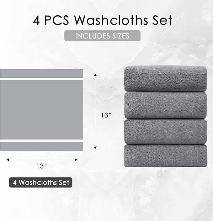 4 Pack Washcloths Set 13"x13", Highly Absorbent & Quick Dry Premium Towel - Image 5