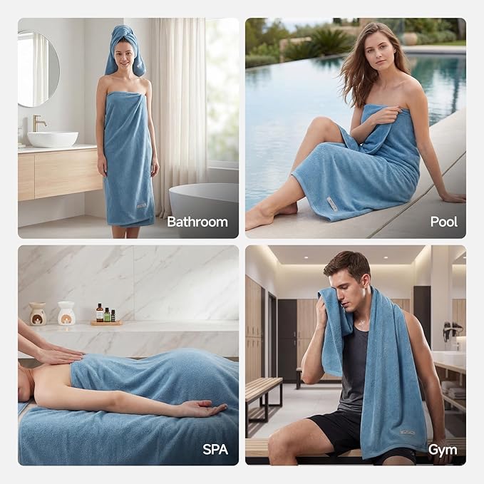 ecolook Bath Towels Set of 4, 100% Cotton, 27 x 55 Inches, Quick-Drying & - Image 8