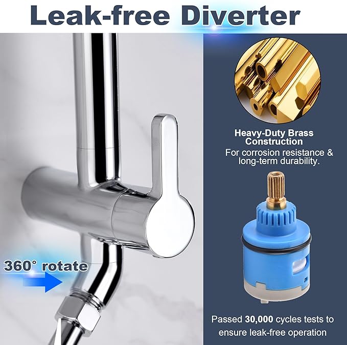 Rain Shower System with 304Stainless Steel Shelf, 12 Inch Rainfall Shower Head - Image 5