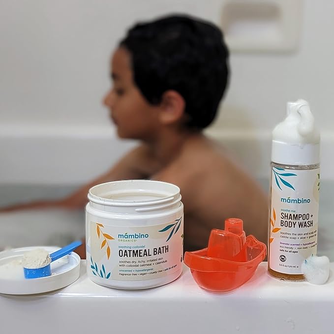 Mambino Organics Calming Skin Set, Oatmeal Bath Soak Powder & Soothing Body Oil - Image 4