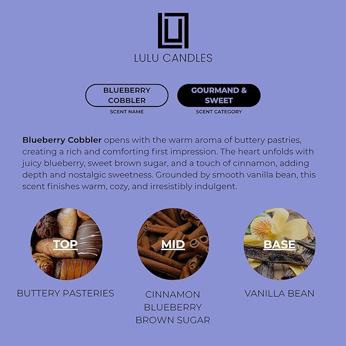 Lulu Candles | Blueberry Cobbler | Luxury Scented Soy Jar Candle | Hand Poured - Image 4