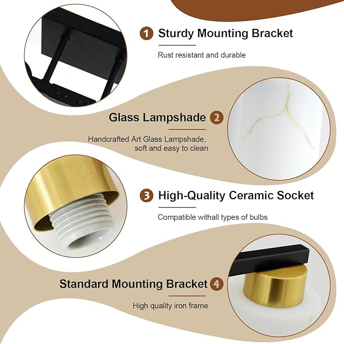 5-Light Bathroom Light Fixtures, Modern Vanity Lights, Living Room, E26 Base - Image 6