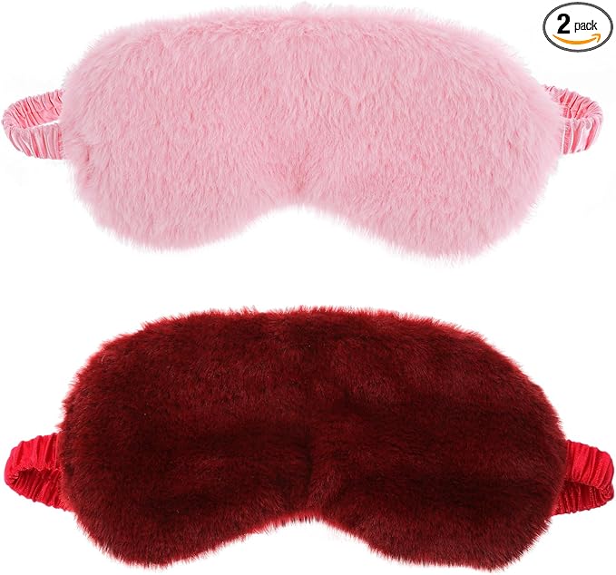 2 Pcs Plush Eye Mask Soft Sleeping Blindfold Eye Cover Comfortable Furry Faux by WY+LIGHTING+LEVEL