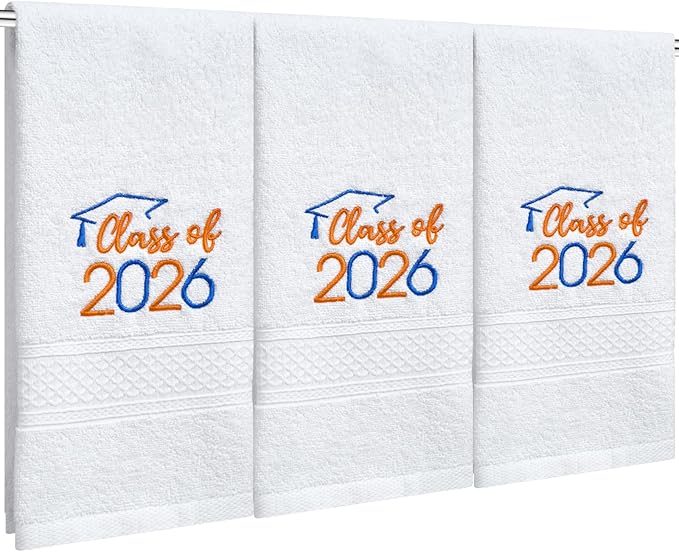 MASHAN Class of 2026 Graduation Hand Towels 3 Pack, 100% Cotton Soft Absorbent by MASHAN