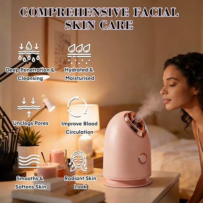 Pjordo Facial Steamer Spa Kit, Skin Scrubber, Nano Ionic Face Steamer - Image 4