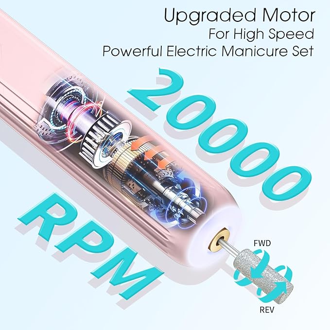 Electric Nail Drill, Professional Manicure Pedicure Kit, Cordless Electric Nail - Image 3
