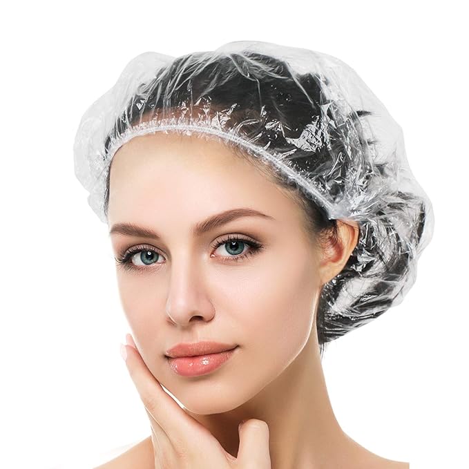 Auban 50 PCS Shower Cap Disposable, Bath Caps Larger Thick Clear Waterproof by Auban