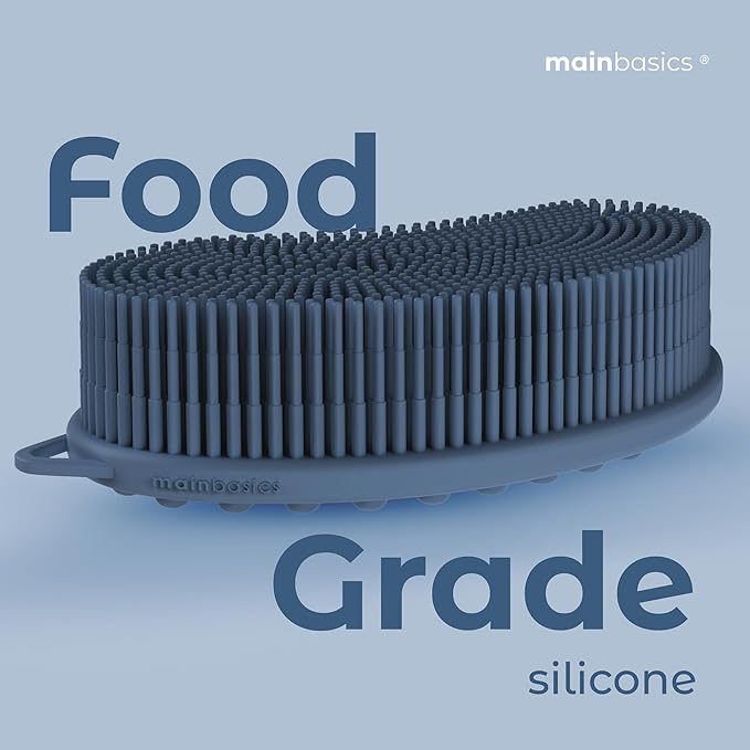 MainBasics Silicone Body Scrubber Dual-Sided Shower Loofah and Massaging Nodes - Image 6