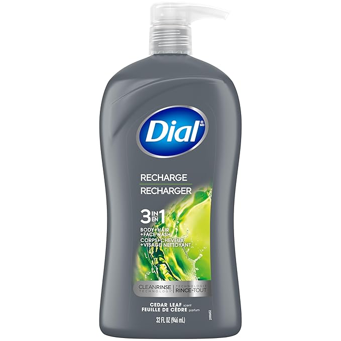 Dial Men 3 in 1 Body, Hair and Face Wash, 32 Fl Oz, Cedar Leaf Scent, Cleanses - Image 2