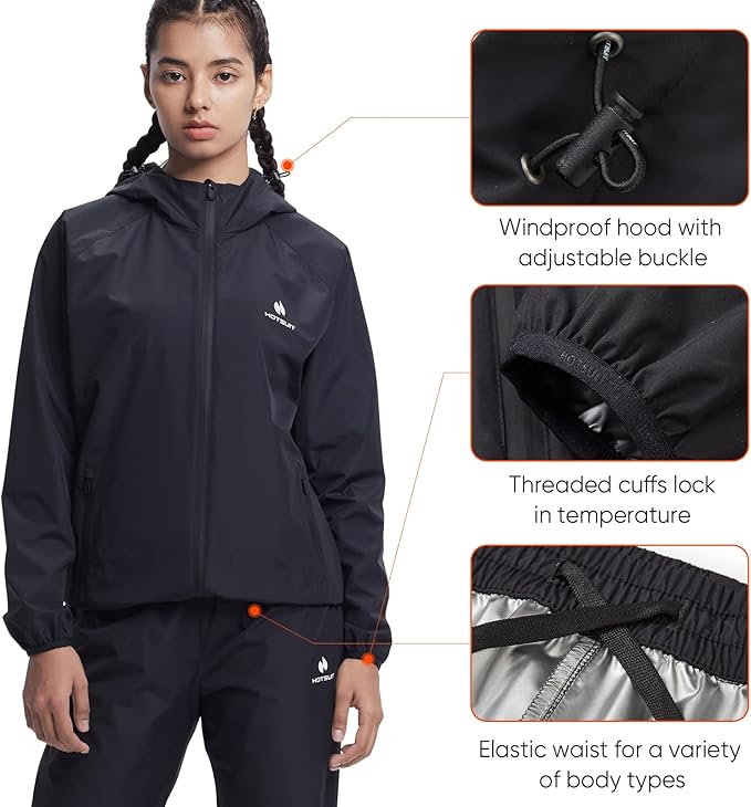 HOTSUIT Sauna Suit Women Machine Washable Sweat Sauna Jacket Pants Anti Rip - Image 4