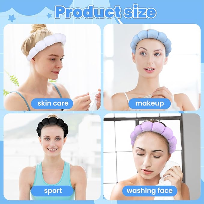 12 Pcs Spa Headbands for Women, Makeup Headbands for Women Girls, Puffy Sponge - Image 6